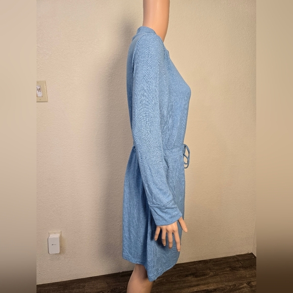 soft surroundings short dress M  Blue Tie Belt To Cinch Waist With Pockets - Picture 4 of 13